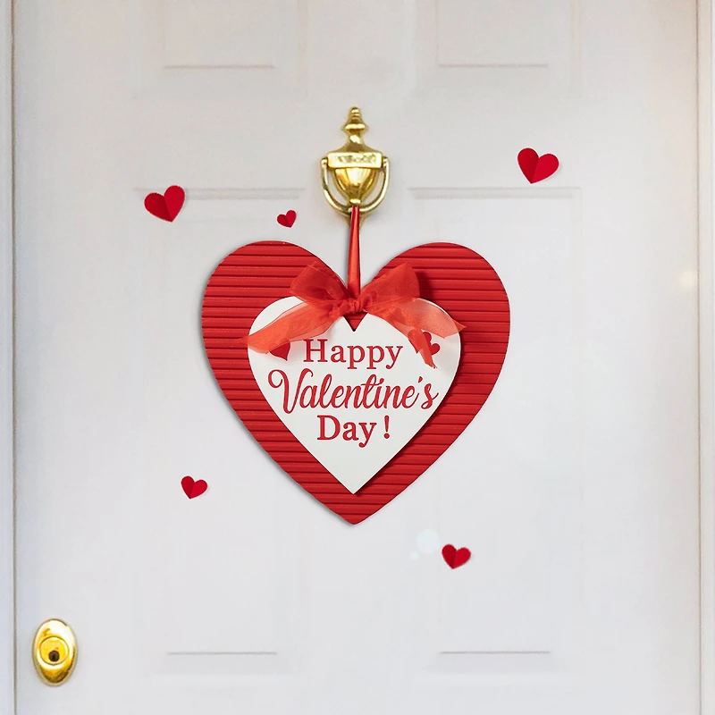 Glitzhome® 13.5" Valentine's Wooden Heart Door Hanger