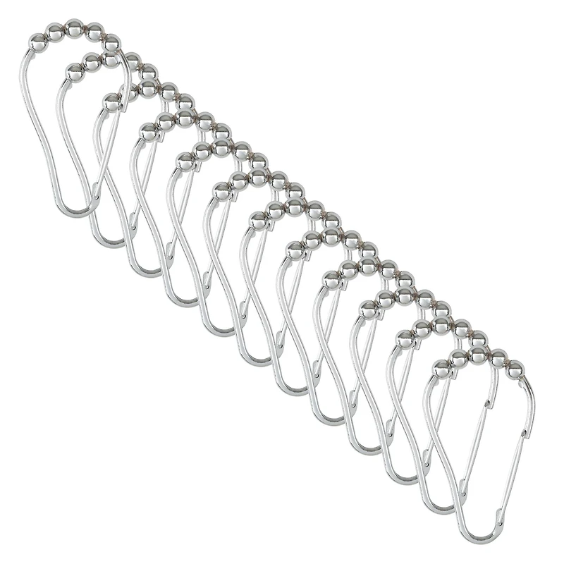 Bath Bliss Chrome 12 Piece Carabiner Shower Curtain Roller Rings