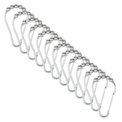 Bath Bliss Chrome 12 Piece Carabiner Shower Curtain Roller Rings