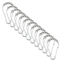 Bath Bliss Chrome 12 Piece Carabiner Shower Curtain Roller Rings