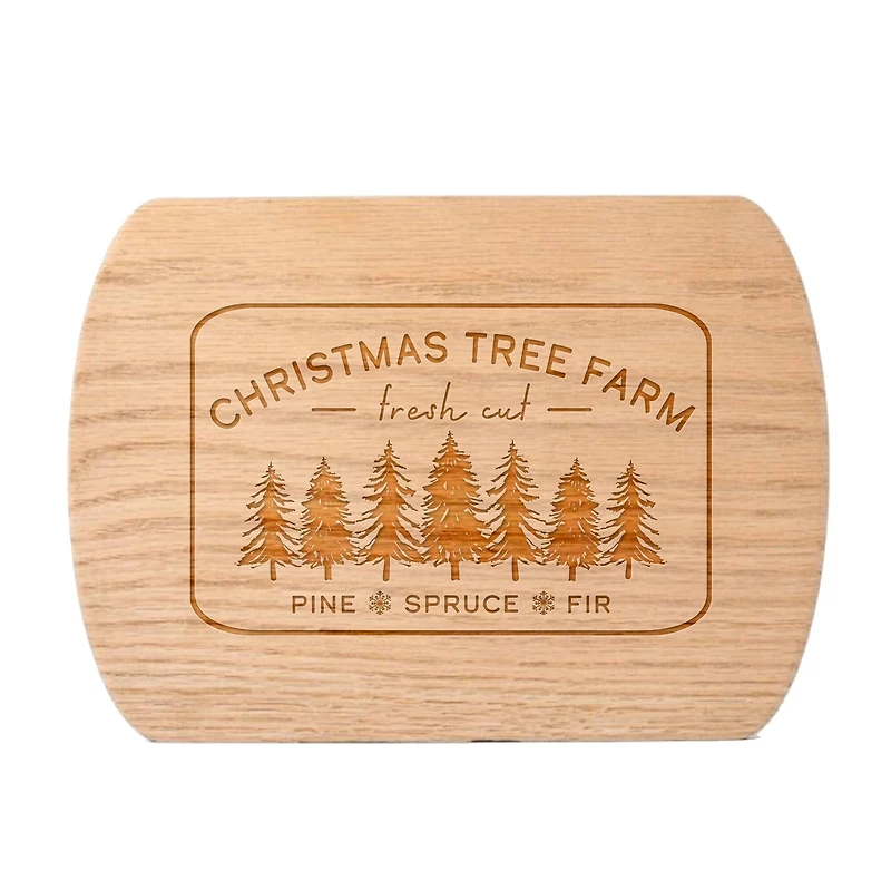 Christmas Tree Farm 8" x 11" Redwood Oval Cutting Board