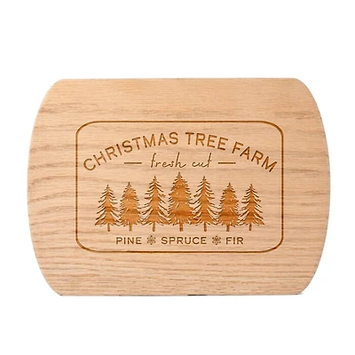 Christmas Tree Farm 8" x 11" Redwood Oval Cutting Board