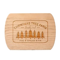Christmas Tree Farm 8" x 11" Redwood Oval Cutting Board