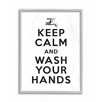 Stupell Industries Keep Calm & Wash Your Hands Wall Art in Gray Frame