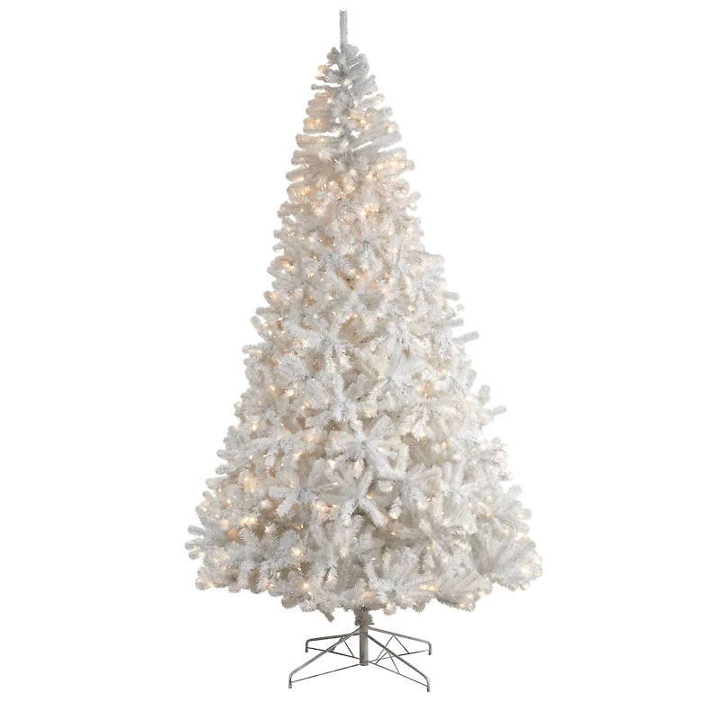 10ft. Pre-Lit White Artificial Christmas Tree, Clear LED Lights