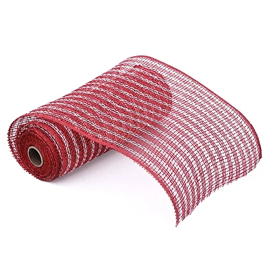 10" x 19ft. White & Red Window Poly Burlap Mesh by Celebrate It™