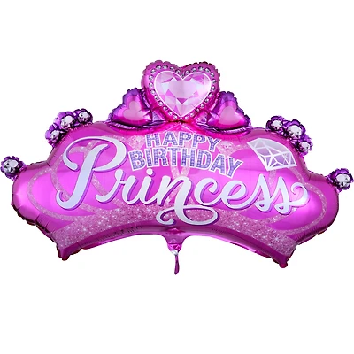 SuperShape® 32" Princess Crown Gem Foil Balloon