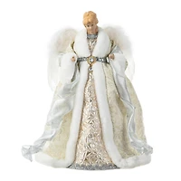 Glitzhome® 16.5" Faux Fur Elegant Christmas Angel Tree Topper