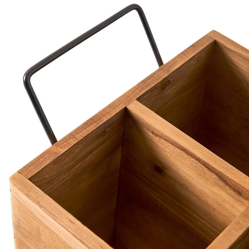 American Art Decor The Bourbon Bar Wood Crate Bottle Holder with Metal Handles - 7" x 14" x 8"