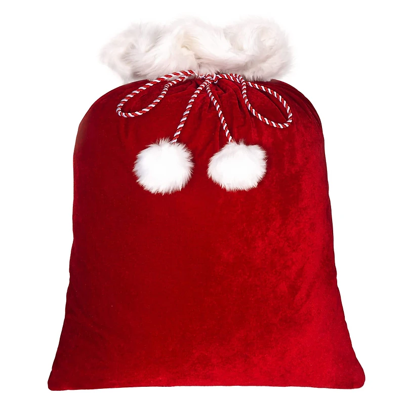 Red & White Deluxe Santa Bag With Fur Cuff, 42" x 32"