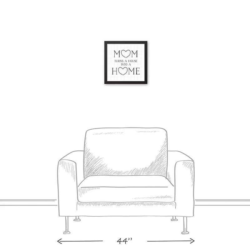 Mom Turns a House into a Home Black Framed Canvas
