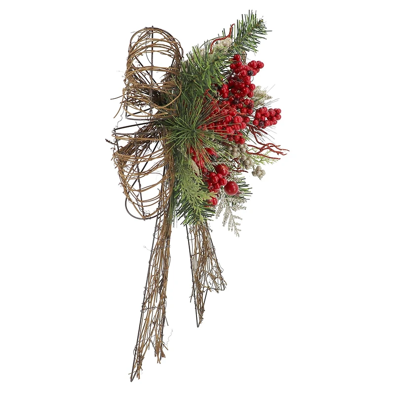 22" Red Berry & Pine Grapevine Bow by Ashland®