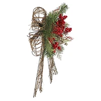 22" Red Berry & Pine Grapevine Bow by Ashland®