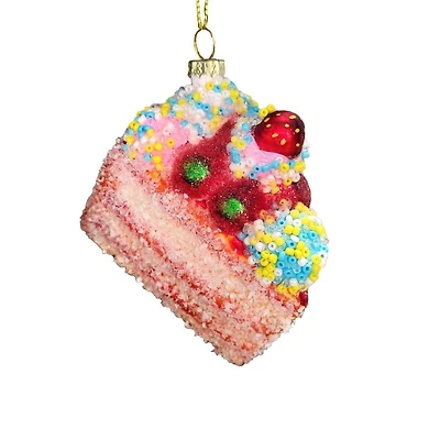 Wizardi 8.27" x 11.81" Cake Slice Christmas Glass Ornament