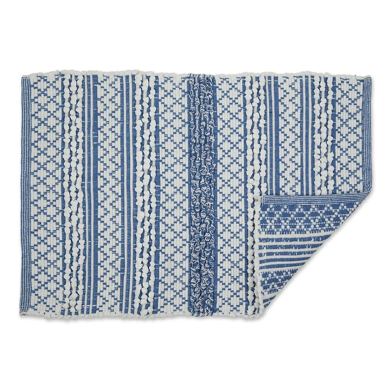 DII® Stonewash Blue & White Hand-Loomed Paper Chindi Rug, 2ft. x 3ft.