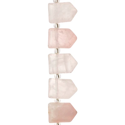 12 Pack: Rose Quartz Arrow Beads by Bead Landing™, 18mm