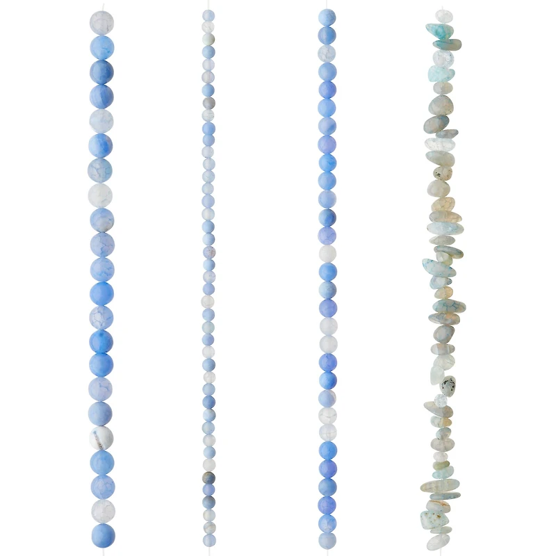 6 Pack:  Blue Agate Stone Beads Value Pack by Bead Landing™