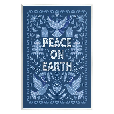 Stupell Industries Peace On Earth Blue Doves Wall Plaque Art
