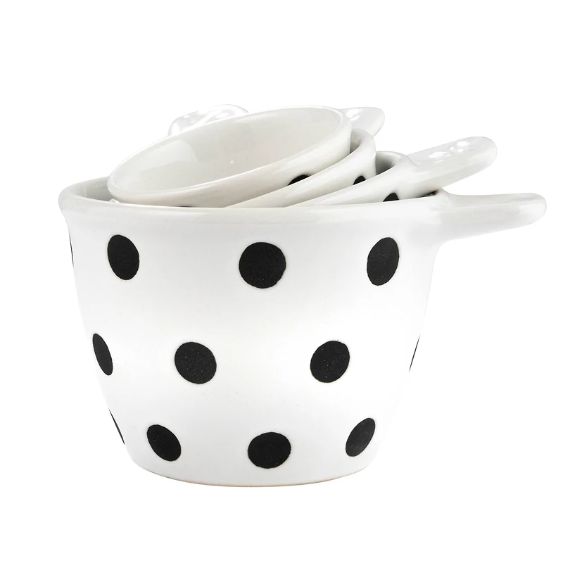 Hello Honey® Black & White Polka Dot Ceramic Measuring Cup Set
