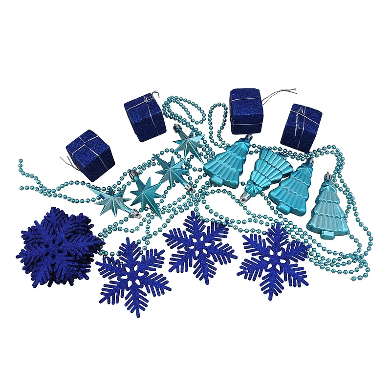 125ct. Peacock Blue Shatterproof 4-Finish Christmas Ornaments