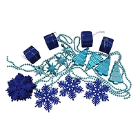 125ct. Peacock Blue Shatterproof 4-Finish Christmas Ornaments