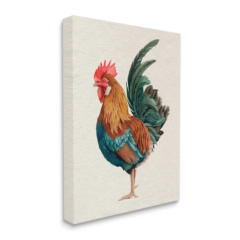 Stupell Industries Traditional Morning Rooster Illustration Elegant Bird Feathers Canvas Wall Art