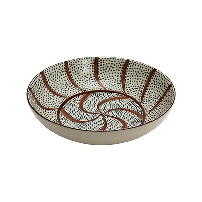 Hello Honey® 13.5" Multicolor Pattern Hand Painted Stoneware Serving Bowl