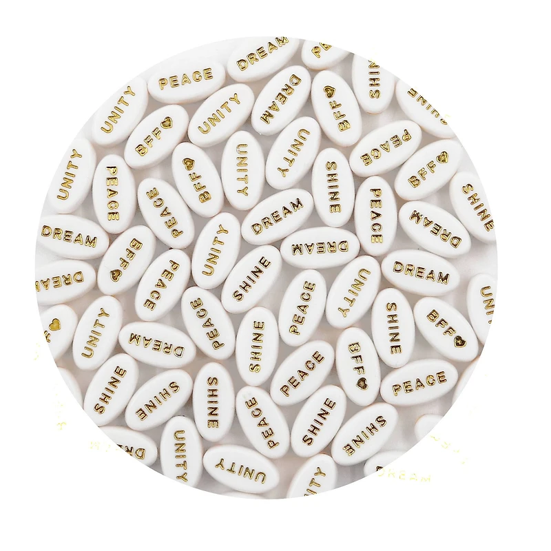 White & Gold Inspirational Word Beads, 60ct. by Creatology™