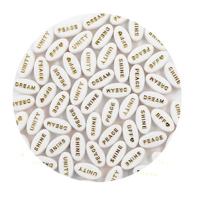 White & Gold Inspirational Word Beads, 60ct. by Creatology™