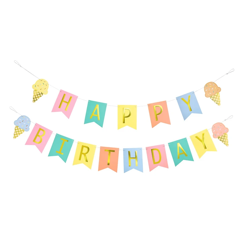 5ft. Ice Cream Happy Birthday Banner Set by Celebrate It™