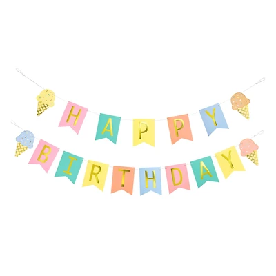 5ft. Ice Cream Happy Birthday Banner Set by Celebrate It™
