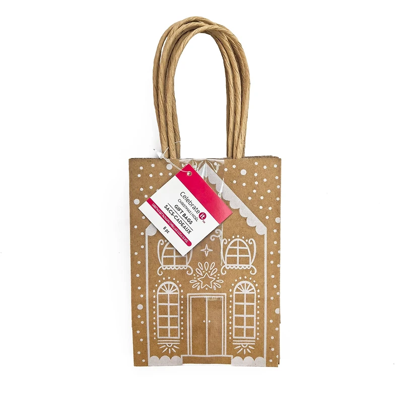 Mini Gingerbread House Kraft Gift Bags, 6ct. by Celebrate It™