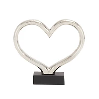 The Novogratz 12" Silver Ceramic Contemporary Heart Sculpture