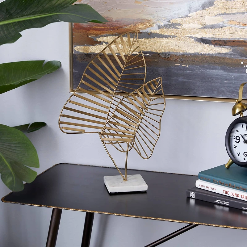 17" Gold Metal Glam Nature Sculpture