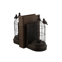 Black Metal Farmhouse Birdcage Bookends Set