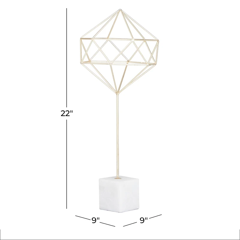 CosmoLiving by Cosmopolitan Gold Marble Contemporary Sculpture, 22" x 9" x 9"