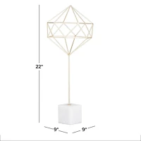 CosmoLiving by Cosmopolitan Gold Marble Contemporary Sculpture, 22" x 9" x 9"