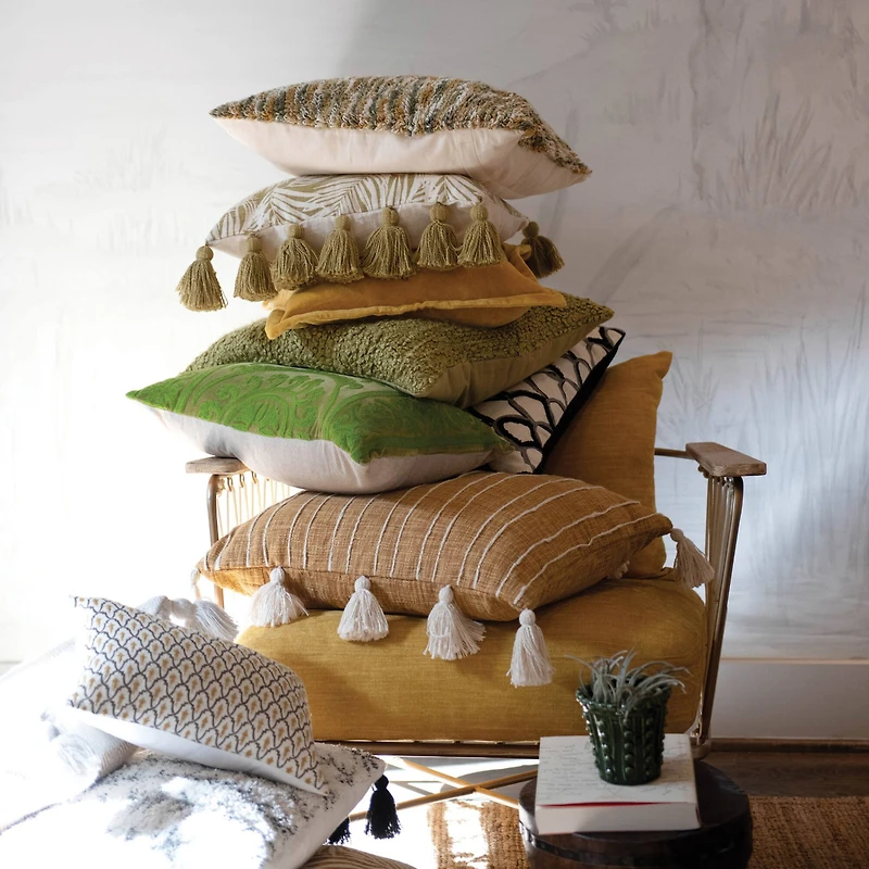 Hello Honey® Mustard Dragonfly Cotton Velvet Pillow