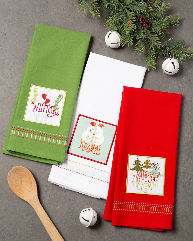 DII® Cozy Christmas Embellished Dishtowel Set