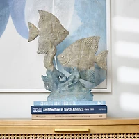 16" Light Blue Polystone Textured Ombre Fish Sculpture