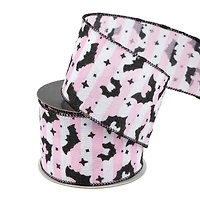 2.5" x 20ft. Glitter Bats on Pink Stripes Wired Ribbon by Celebrate It® Halloween