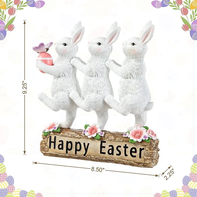 Glitzhome® 9.25" Easter Triple Bunny Table Décor