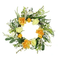 24" Orange & Cream Hydrangea & Rose Wreath