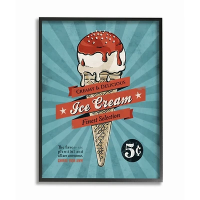 Stupell Industries Retro Ice Cream Parlor Black Framed Wall Art