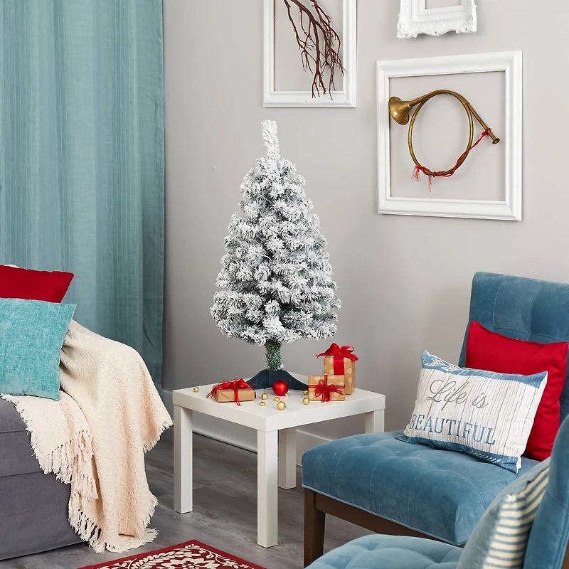 3ft. Unlit Flocked Rock Springs Spruce Artificial Christmas Tree