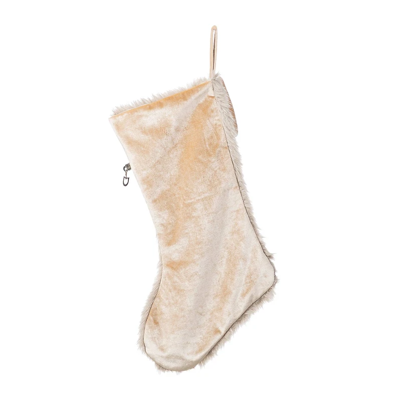 Glitzhome® 21"L Faux Fox Fur Christmas Stocking with Bow