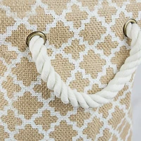 DII® 12" White Lattice Rectangle Burlap Bin