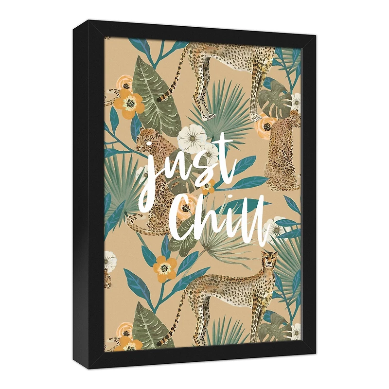 Just Chill Tropical Cheetah Black Framed Canvas Art