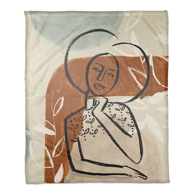 Earthy Abstract Figure I 50" x 60" Coral Fleece Blanket
