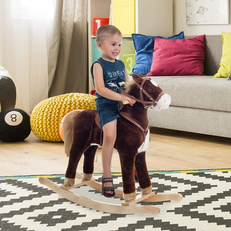 Toy Time Brown Plush Rocking Horse with Saddle
